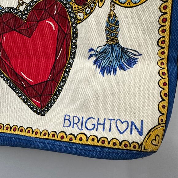 Brighton Glittering Love Tote Bag Hearts Butterfly Jeweled Print Canvas NEW tag - Picture 5 of 13